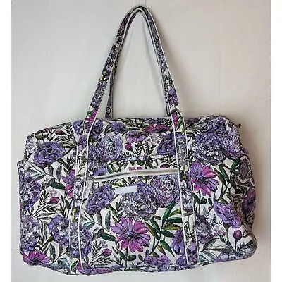 Vera Bradley Large Duffle Bag Signature Cotton Lavender Meadow Ladybug • $40