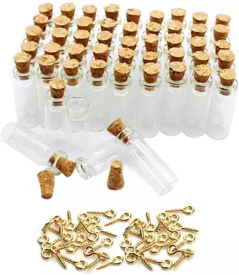 100 Small Transparent Glass Clear Little Jars Bottles With Cork Stoppers 1 Ml • $20.84