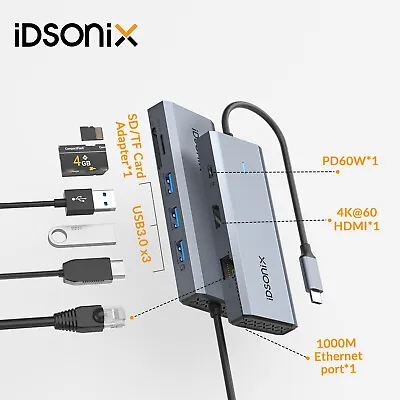 8 In 1 Laptop Docking Station Type-C Dual HDMI Hub Adapter USB-C Triple Display • $36.09