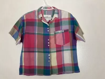 Vintage Seychelle Plaid Short Sleeve M Button Up Shirt • $9.99