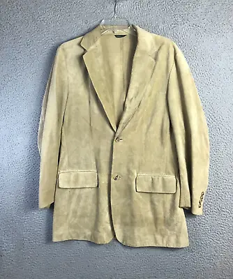 Banana Republic Jacket Mens 38R Tan Genuine Suede Leather Blazer Sport Coat • $39.88