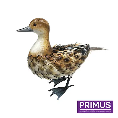 Primus Hand Painted Lifelike Brown Metal Duck Outdoor Garden Patio Ornament • £34.99