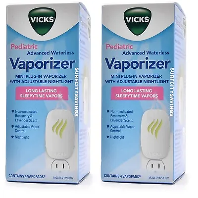 2 Pack Vicks Pediatric Advanced Waterless Mini Plug-in Vaporizer With Nightlight • $16.95