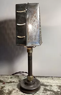 Vintage Industrial Steampunk Metal Lamp - Made With Grater Shade Pulley Base • $42