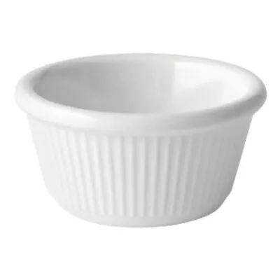 12x 3oz Ramekin Melamine Fluted  White Relish Dip Dish • £16.86