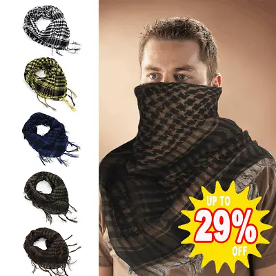 Unisex Army Military Tactical Keffiyeh Shemagh Arab Scarf Shawl Neck Head Wrap • £3.68