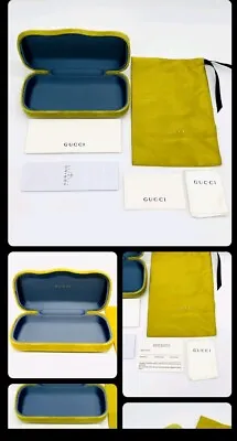 £22.44 • Buy Gucci Glasses Case Mustard Velvet Hard Case And  Satin Silk Pouch