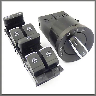 For VW Jetta Golf MK4 Bora Chrome Headlight Master Window Switch 2Pcs 3BD959857 • $30.81