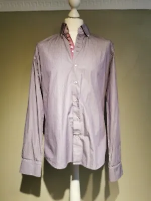 7 Camicie Italian Designer Shirt. Purple Stripe. Slim Fit Size UK XL • £16.03