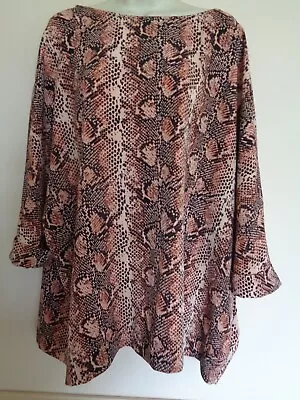£2.49 • Buy Primark Size 20 Black & Beige Snakeskin Print Top Blouse