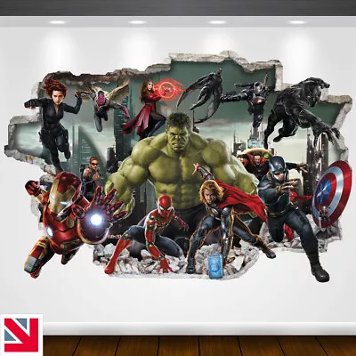 AVENGERS SUPERHEROES Wall Sticker Vinyl Decal Mural Poster Kids Children • £16.99