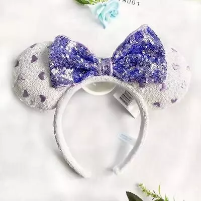 Minnie Ears Purple Heart Sequin Bow Exclusive Disney Parks Ears New Headband • $13.07