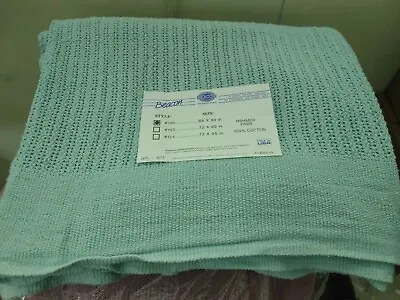 NEW Vintage Beacon 100% Cotton Mint Green Thermal Blanket Twin Size WPL-1675  • $29.95