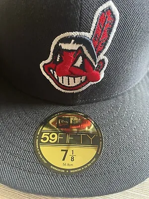Vintage Cleveland Indians Hat 7 1/8Chief Wahoo Authentic Era 59FIFTY Fitted Cap • $58