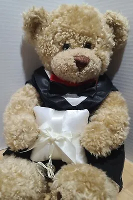 $14.99 • Buy BAB- WEDDING RING BEARER Tan Tuxedo Teddy Bear Plush Stuffed 11  Pillow & Rings