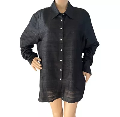 Victoria’s Secret Vintage Moda INT’L Silk Tunic Blouse Button Up Shirt Size L • $34.95