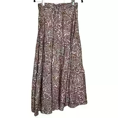 NEW NWT MinkPink Stitch Fix Jedda Tiered Pink Brown Paisley Midi Skirt Size M • $21.49