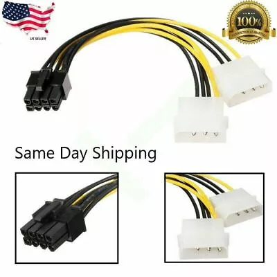 Dual 4 Pin Molex IDE To 8 Pin PCI Express Power Cable PCI-E Adapter W TRACKING# • $2.75