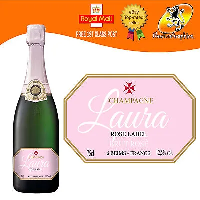 Personalised Pink Champagne Bottle Label Birthday Any Occasion Gift • £3.35