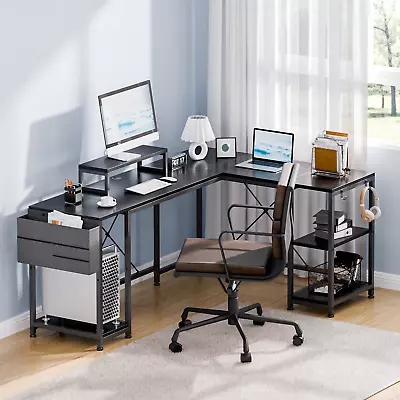 L-Shaped Computer Desk 95  With 3 Shelves • $177.24