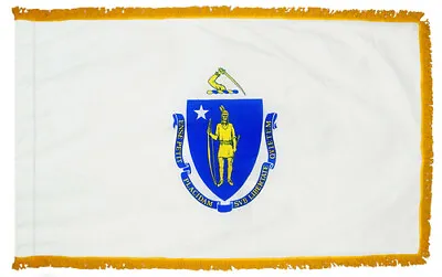 3x5 Massachusetts State Poly Nylon Sleeve W/ Gold Fringe Flag 3'x5' Banner • $27.76