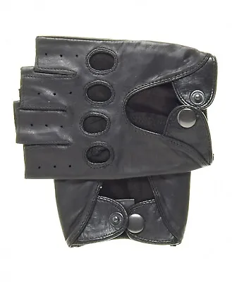 Pratt & Hart Barcelona Black Men's Shorty Leather Driving Gloves (Fingerless) • $24.95