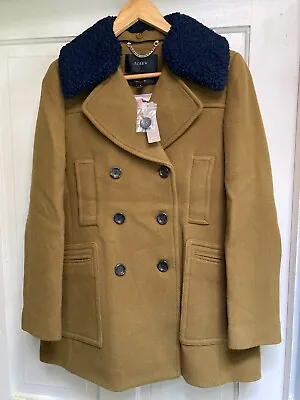 J CREW 80% Wool Pea Coat With Removable Fur Collar - Size US 4 (AUS 8) BNWT • $80