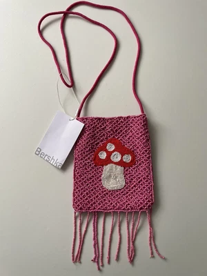 £20 • Buy Bershka Mushroom Bag With Fringe. Boho Hippy Festival Beaded Satin FAB BNWT