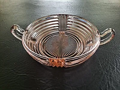 Vintage Manhatten Pattern Pink Depression Glass  6 In Bowl With Handles • $10.30