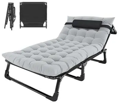 Camping Tri-Fold Cot Military Cot Folding Reclining Beach Lawn Chaise W/Headrest • $96