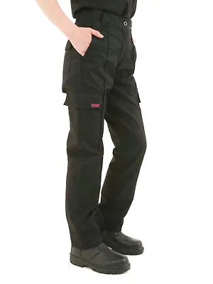 £7.95 • Buy Ladies COMBAT CARGO Work Trousers Size 8 To 22 Short Reg Long In Black Or Navy 