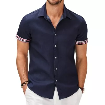 Trendy Men's Loose Blouse Collared Button Down Shirts Tops For Party T Dress Up • £17.46