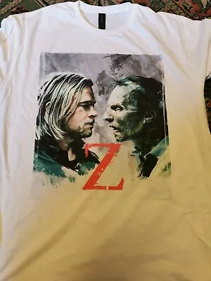 World War Z Brad Pitt Zombie  Xl Mens Gildan Unofficial T Shirt Dts Printed • £5