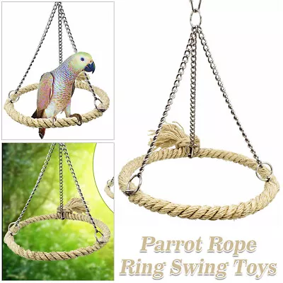 2X Rope Ring Swing Toys Budgie Cockatiel Hanging Cage Hammock Perch Bird Toy • £4.26