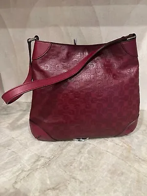 Gucci Burgundy Horsebit Embossed Leather Tote Hobo Shoulder Bag • $270