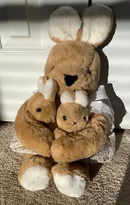 Vintage 1983 C S INT INC Mom Mother Bunny Rabbit With Babies Stuffed Animal • $0.99