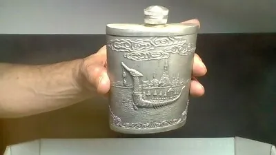 Vintage Pewter THAILAND NICE DETAIL FLASK • $39.99