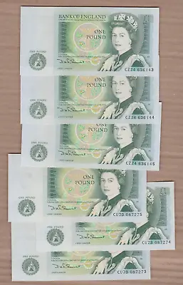 Six Consecutive B341 Somerset Cz74 & Cu73 £1 Notes In Near Mint Condition • £28.50