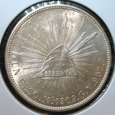 1909 Mo GV Silver Peso Coin From Mexico In Large Oversized Holder • $46