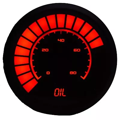 Analog Bargraph Oil Pressure Gauge 2 1/16  Red LEDs Black Bezel  • $55.14