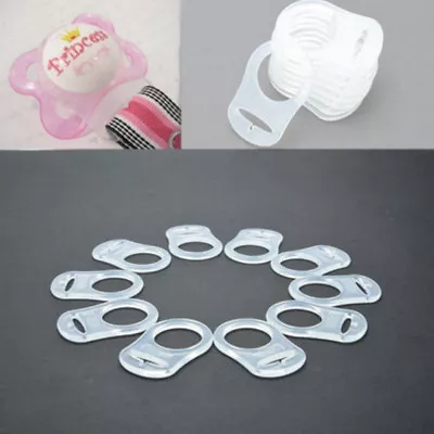 10x Transparent Silicone MAM Ring Button Style Dummy Pacifier Clip Adapter. • £3.79