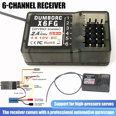 DUMBORC X6F X6FG 6CH Radio Control System Receiver For Domborc RC X6 Transmitter • £10.99