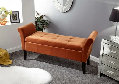 £159.99 • Buy Upholstered Russet Window Seat Ottoman Storage Compartment Bench Footstool