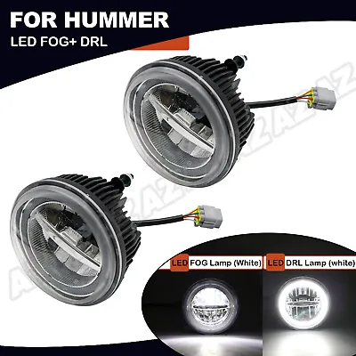 For 2003-09 Hummer H2 Pair LED Front Bumper Fog Lights Halo Daytime Running Lamp • $149.39