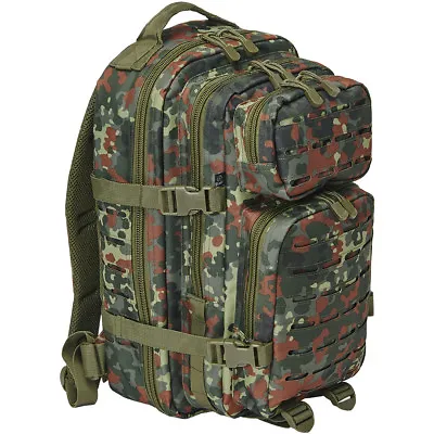 Brandit Us Cooper Lasercut Medium Backpack 25l Waterproof Daypack Flecktarn Camo • £45.95