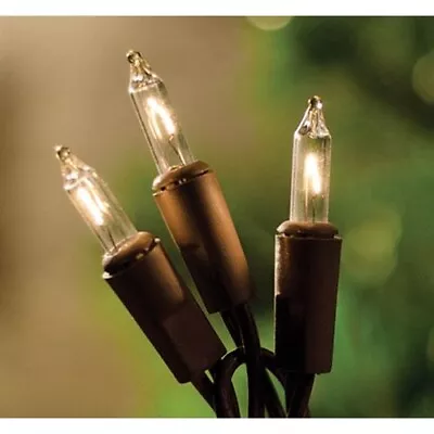 10 Ct Count Clear Lights Light Set Brown Wire Cord Mini Primitive Christmas Out • $5.95