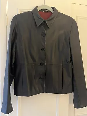 MARKS AND SPENCER - REAL LEATHER Jacket Black Soft Size 10/12 • £29