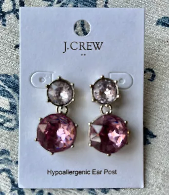 J Crew Purple Lavender Gem Drop Round Faceted Crystal Resin Earrings NWT NEW • $23.19