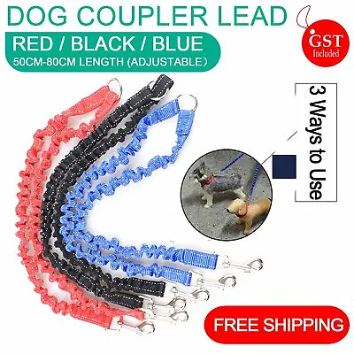 $7.99 • Buy Double Dog Coupler Twin Dual Lead 2 Way Two Pet Dogs Walking Safety Nylon Leash