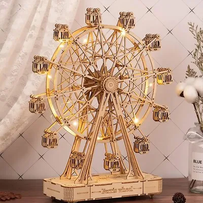 Robotime 3D Wooden Puzzle Musical Ferris Wheel Model Kits DIY Mechanical Gift • £25.99